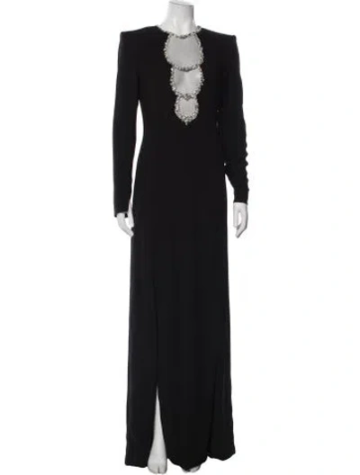 Pre-owned Zuhair Murad Plunge Neckline Long Dress In Black