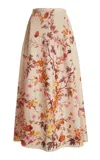 Zuhair Murad Poplin Cotton Tree Print Maxi Skirt In Animal Print
