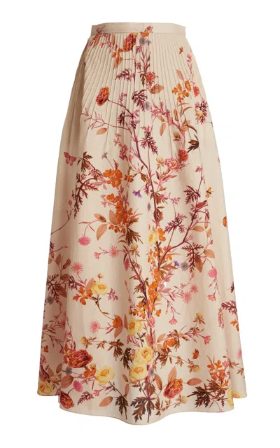 Zuhair Murad Poplin Cotton Tree Print Maxi Skirt In Animal Print