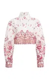 Zuhair Murad Printed Cotton Cropped Shirt In Ivory