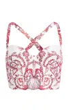 ZUHAIR MURAD PRINTED COTTON CROPPED TOP