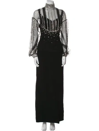 Pre-owned Zuhair Murad Printed Crystal Embellishments Skirt Set In Black