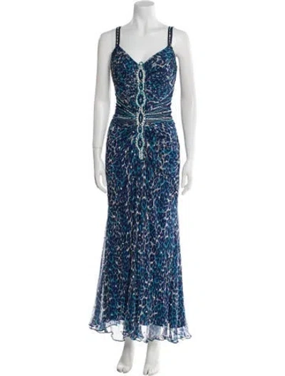 Pre-owned Zuhair Murad Printed Long Dress In Blue