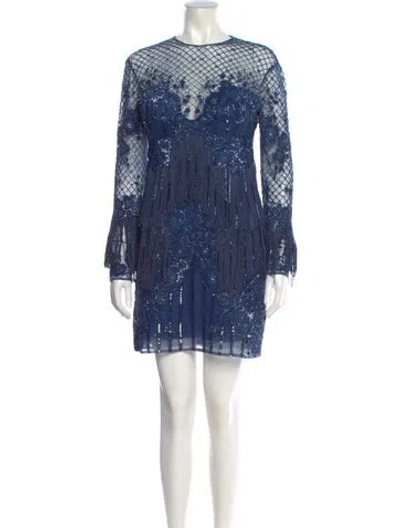Pre-owned Zuhair Murad Printed Mini Dress In Blue