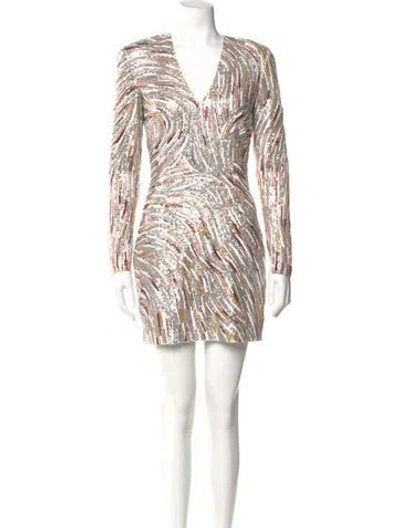 Pre-owned Zuhair Murad Printed Mini Dress In Silver