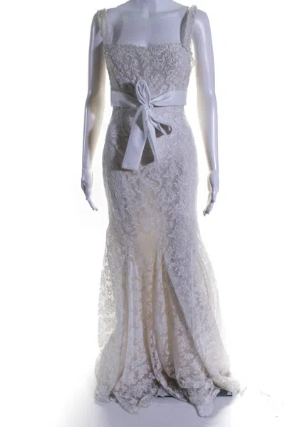 Zuhair Murad Ready To Wear Womens Lace Beaded Wedding Gown White