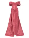 Zuhair Murad Taffeta Off-the-shoulder Gown In Multi