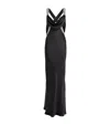 Zuhair Murad Embellished Draped Satin Maxi Dress In Black