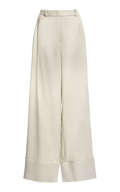 Zuhair Murad Satin Wide-legged Trousers In White