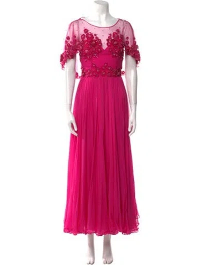 Pre-owned Zuhair Murad Scoop Neck Long Dress In Pink