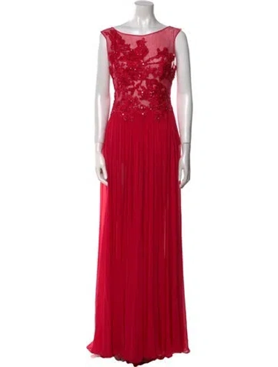 Pre-owned Zuhair Murad Scoop Neck Long Dress In Red