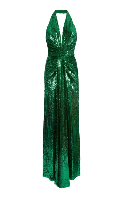Zuhair Murad Sequined Gathered Gown In Green