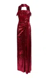 Zuhair Murad Sequined Strapless Gown In Red
