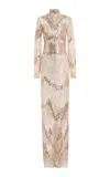 Zuhair Murad Sequined Tulle Gown In Neutral