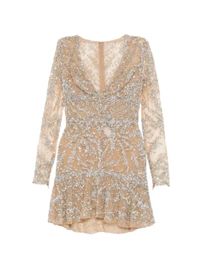 Zuhair Murad Sequin-embellished Tulle Dress In Neutral