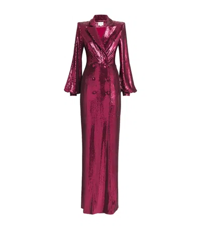 Zuhair Murad Sequinned Tailored Gown In Red