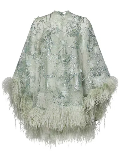 Zuhair Murad Cape-style Aqua Green Tulle Tunic