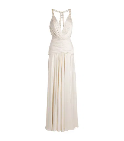 Zuhair Murad Silk Beaded Gown In White