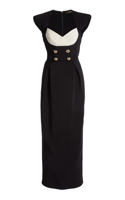 Zuhair Murad Silk-blend Heavy Cady Midi Dress In Black