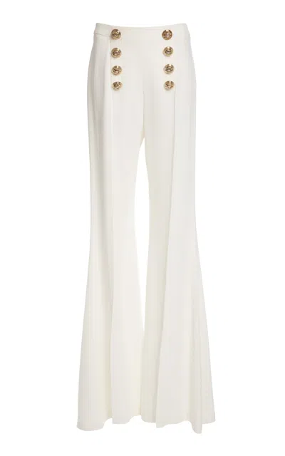 Zuhair Murad Silk-blend Light Cady Flared Tailored Pants In White