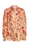 Zuhair Murad Silk-blend Twill Tree Print Blouse In Neutral