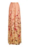 Zuhair Murad Silk-blend Twill Tree Print Flared Trousers In Pink