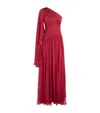 Zuhair Murad Silk Cape Maxi Dress In Red