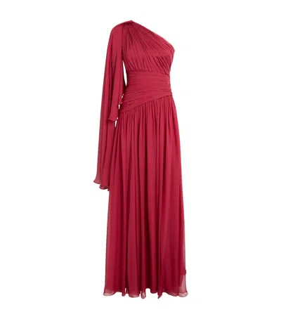 Zuhair Murad Silk Cape Maxi Dress In Red