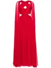Zuhair Murad Cape-effect Embellished Tulle Gown In Rot