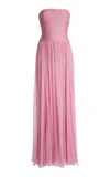 Zuhair Murad Silk Chiffon Draped Off-shoulder Maxi Dress In Pink