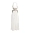 Zuhair Murad Silk Chiffon Embellished Gown In White