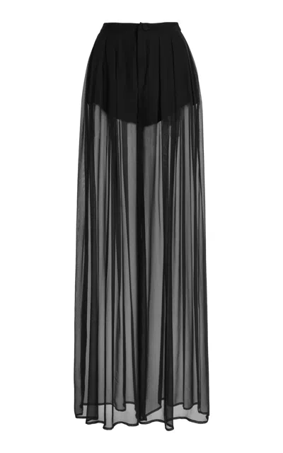 Zuhair Murad Silk Chiffon Flared Pants In Black