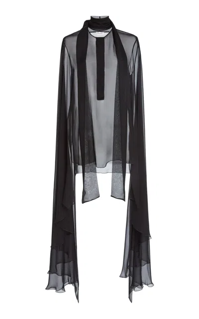 Zuhair Murad Silk Chiffon High-neck With Scarf In Black