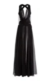 Zuhair Murad Silk Chiffon Maxi Dress In Black