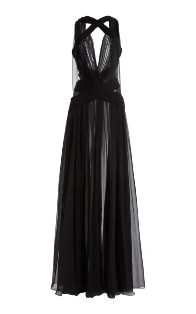 Zuhair Murad Silk Chiffon Maxi Dress In Black