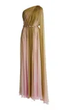 Zuhair Murad Silk Chiffon Ombre One-shoulder Draped Maxi Dress In Multi