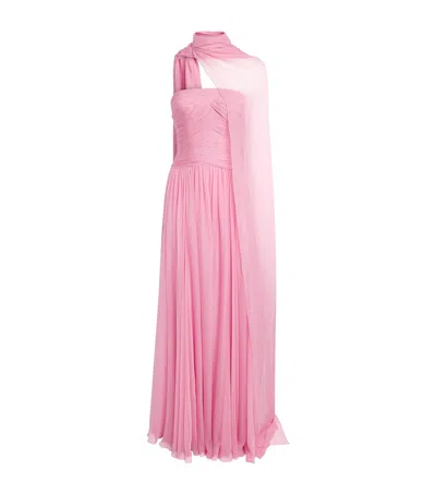 Zuhair Murad Silk Chiffon Strapless Gown In Multi
