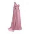 Zuhair Murad Silk Draped Embellished Gown In Pink