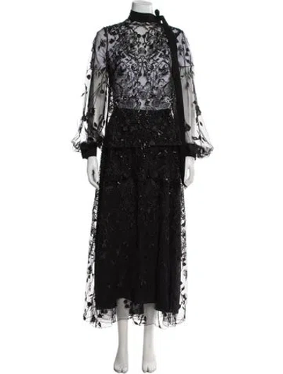 Pre-owned Zuhair Murad Silk Floral Print Skirt Set In Black