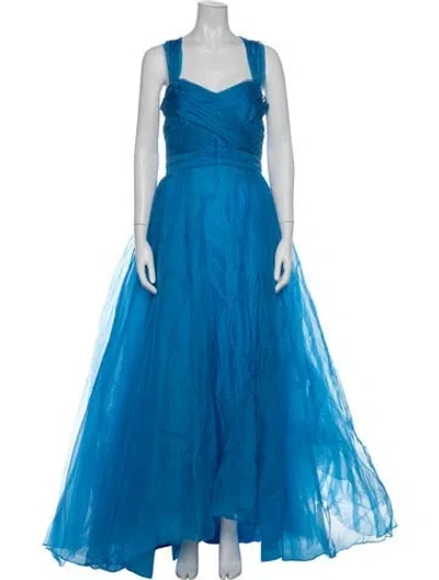 Pre-owned Zuhair Murad Silk Long Dress In Blue