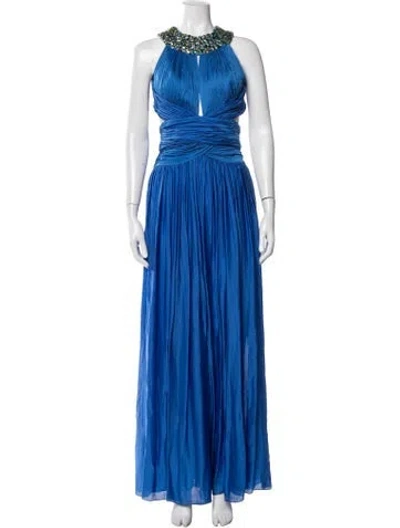 Pre-owned Zuhair Murad Silk Long Dress In Blue