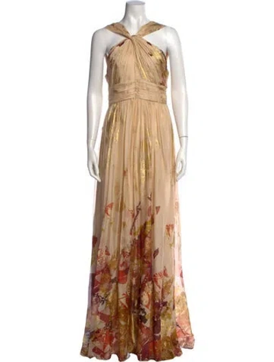 Pre-owned Zuhair Murad Silk Long Dress In Gold