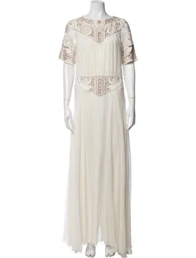 Pre-owned Zuhair Murad Silk Long Dress In Neutrals