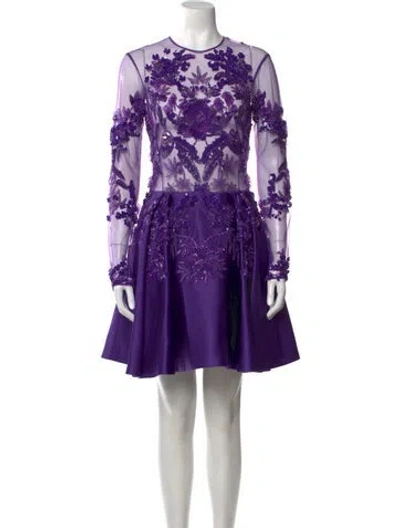 Pre-owned Zuhair Murad Silk Mini Dress In Purple