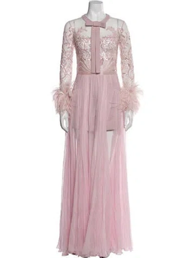 Pre-owned Zuhair Murad Silk Patterned Jumpsuit In Blue