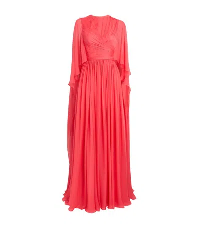 Zuhair Murad Silk Pleated Gown In Red