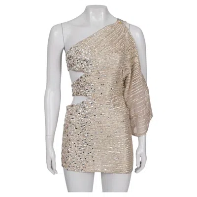 Pre-owned Zuhair Murad Silver Beaded Cocktail Dress - Size S