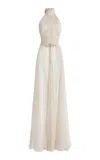 Zuhair Murad Skirt-detailed Draped Silk Chiffon Halter Top In White