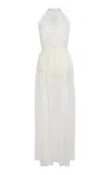 Zuhair Murad Sleeveless Sheer Embroidered Midi Dress In White