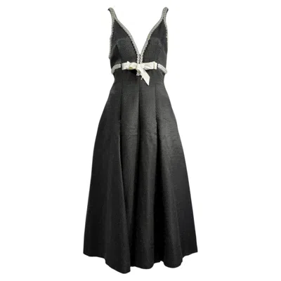 Pre-owned Zuhair Murad Spring 2024 Black Dress White Pearls